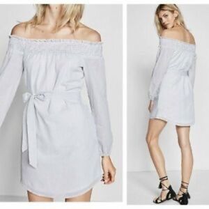 Express white cotton belted tunic dress.